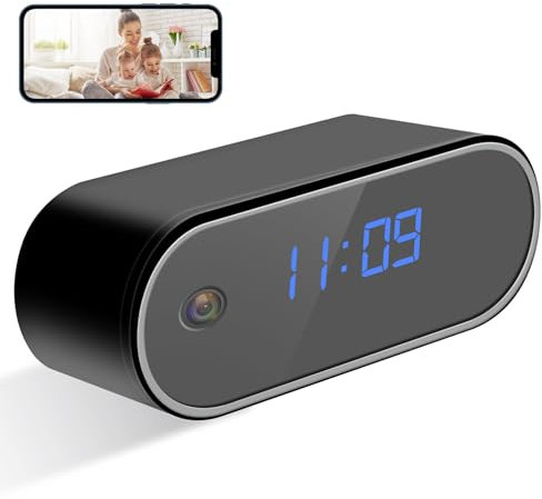 Detector de cámara oculta con cámara de reloj 1080P WiFi, mini cámara de seguridad para el hogar, sin grabadora de audio y video, cámara de niñera interior con visión nocturna
