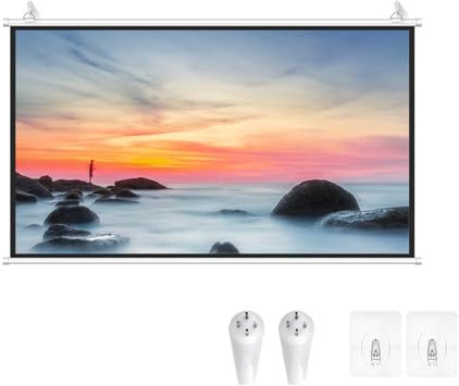 Hoiweqr Projektionswand, 4:3/16:9 HD 4K Tragbarer Weißer Projektor, 30-72 Zoll Rolloleinwand Mobile, Outdoor Movie Leinwand Projektion für Das Heimkino Der Indoor School Im Freien(White 16:9,40in)