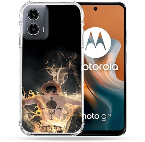 Cokitec Coque Renforcée pour Motorola G34 5G Manga One Piece Ace Noir