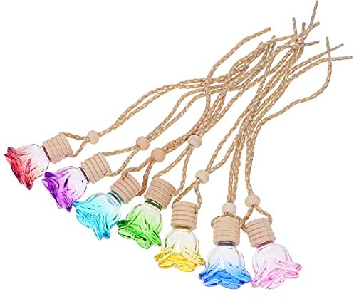 Mikinona 7 Stücke 15ml Glas Parfüm Flaschen Hängen Aromatherapie Flaschen Auto Dekore