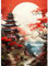 QQYRHN 5D Sonnenaufgang Diamond Painting Kit für Erwachsene Anfänger Pagode Diamant Kunst Kits Vollständiges DIY Chinesischer Stil Diamantstickerei-Set Perfekt zur Entspannung und Dekoration 30x40 cm