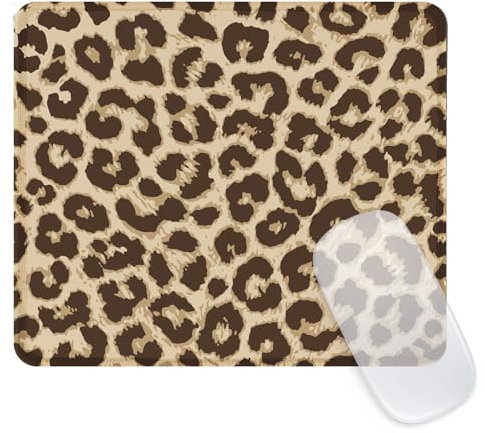 Ksriylm Tapis de Souris, Tapis De Souris Carré LéOpard Mignon Mousepad De Personnalité avec Base en Caoutchouc ImperméAble Et AntidéRapante Mousepad pour Bureau,Travail,Ordinateur, Maison,Marron
