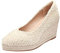 Sandales épaisses en corde tissée à bout carré pour femme avec talon incliné pour le commerce extérieur, beige, 37 EU