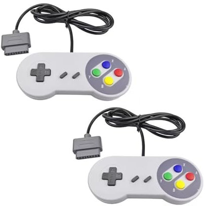 2er Set Retro Gamepads – Kompatibel mit SNES / Super Nintendo – Joypad Controller Doppelpack für Klassische 16-Bit Spielekonsolen