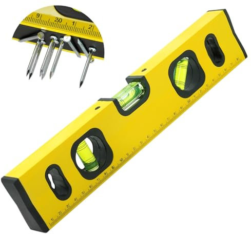 FungSun 300 mm Spirit Level Shock Proof Level Tool Magnet Torpedo Level Base | 3 Bubbles 45° 90° 180 (300mm)