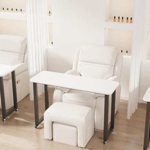 PP-Vic Mobile Manicure Table Nail Desk, Narrow Manicure Table for Manicurists, Manicure Table with Wheels, Portable Manicure Table, Manicure Tool Storage,Black 100cm