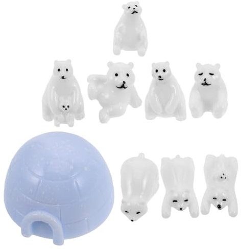 BESPORTBLE 9stücke Miniaturtiere Aus Harz Winzige Harztierstatuen Mini-bärendekorationen Für Arktische Themen Für DIY-landschaften Und Kinderzimmerdekoration