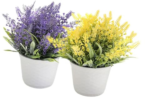 VALICLUD Künstlicher Lavendel Bonsai im Topf Langlebige Dekoration aus Kunststoff Farbecht und Pflegefrei Tisch und Balkonpflanze für Wohnraum und Büro