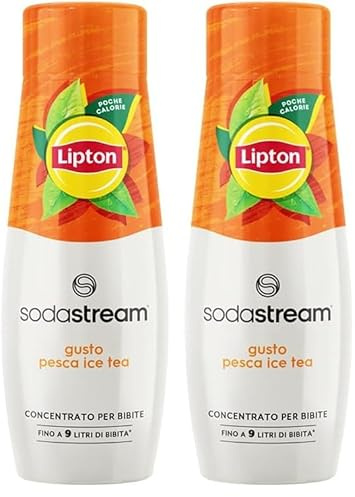 SodaStream Concentré Lipton Ice Tea Saveur Pêche pour Machine à Eau Pétillante et Soda | Préparez jusqu'à 9 Litres de Lipton en Quelques Secondes, Goût Original, 440ml (Lot de 2)