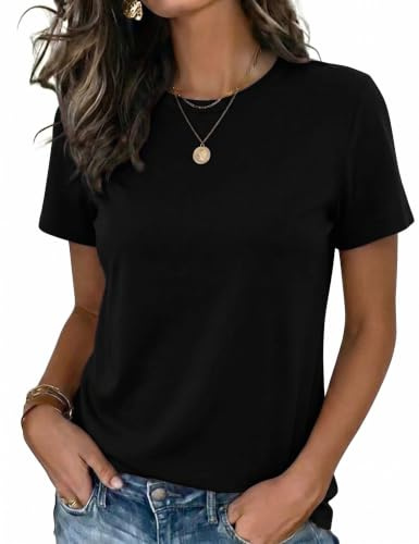 Demegimi Womens Regular Fit Short Sleeve T Shirts Round Neck Casual Tees | Plain Colour Crew Neck Top,Comfortable Breathable Soft Fabric,Everyday Wear,Work Leisure Clothing,Capsule Wardrobe