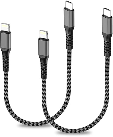 USB C to Lightning Cable Short 0.3M 2Pack, [MFi Certified] Fast Charging | USBC to iPhone Charger Cable Nylon Braided Short iphone Charging cable for iPhone 14 13 12 11 Pro Max Mini XR XS X 8 Plus SE