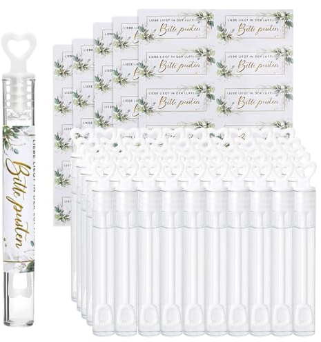 Seifenblasen Hochzeit,100 Stück Hochzeits Deko Set:50 Freudentränen Banderolen + 50 Seifenblasen Aufkleber,Papier Material,Liebe liegt in der Luft,für Hochzeit,Taufe & Kommunion Gastgeschenk