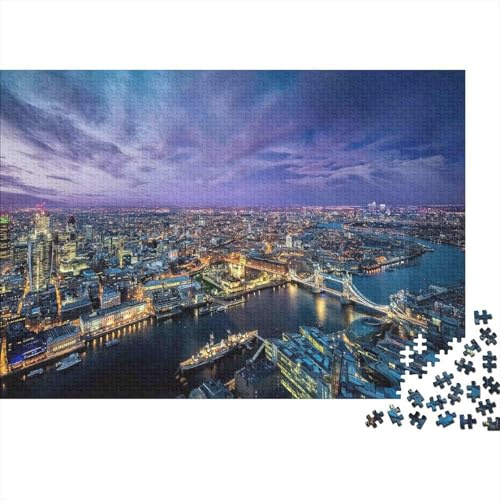 London Skyline Dusk 1000 Pieces Puzzles Beautiful View London Night Skyline Home Decoration Decompression Jigsaw for Men And Women Challenging Puzzles Jigsaw Puzzles for Adults 70x50cm/1000pcs