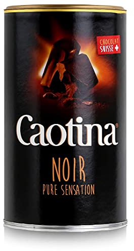 Caotina noir, Poudre de Cacao avec du Chocolat Noir Suisse, Chocolat Chaud, Boîte, 500g