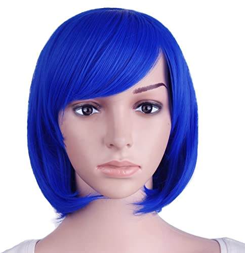 MapofBeauty Frauen kurze gerade Cosplay Party Perücke BOB Perücke (hell dunkelblau)