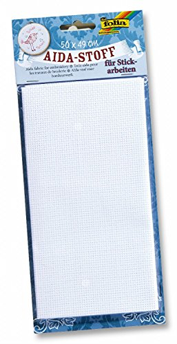 folia 23402 - Aida-Stoff für Stickarbeiten, weiß, 1 Bogen ca. 50 x 49 cm