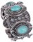YAZILIND Lese Tibet Silber Ethnic Gothic Oval Türkis Inlay Breite Armband-Frauen