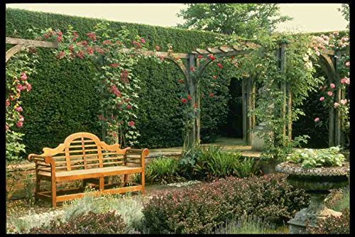 Metal Sign English Country Gardens Uk Gb 131091 Garden Seat In Rose Pergola With Berberis And Lavender A4 12x8 Aluminium
