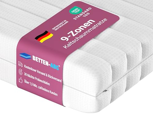 Betten-ABC - Matratze (KSP-1000) - 100x200 cm (H3) - 9-Zonen Matratze aus Kaltschaum - Hypoallergen & Antibakteriell - Oeko-TEX® Zertifiziert - Bezug abnehmbar & waschbar - Lieferung per Paket