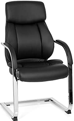 MyBuero Besucherstuhl Schwingstuhl Visiter CL130 Kunst-Leder Schwarz, Freischwinger-Sessel zum Arbeiten & Relaxen, Ergonomisch Konferenz-Stuhl Vierfußstuhl Büro Home-Office Warte-Zimmer, 725004