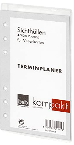 bsb Ersatzeinlage Sichthüllen für Visitenkarten - Größe: Circa A6-6-Fach Lochung Kompakt Terminplaner Organizer - 02-0064