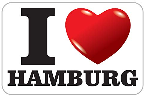 deformaze Sticker I Love Hamburg Aufkleber Ich Liebe Hamburg mit Herz 7,5 x 11,5 cm Selbstklebend KFZ Auto Scheibe Boot UV Wetterfest für außen und innen