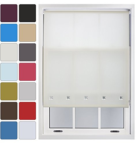 FURNISHED Roller Blind with Square Eyelets Cream Made to Measure up to 120W x 165H cm