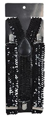 NET TOYS Paillettenhosenträger Hosenträger Glitzer schwarz Showstar Hosenhalter Show Outfit Accessoire