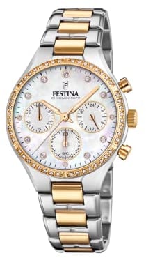 Festina Damen Chronograph Quarz Uhr mit Edelstahl Armband F20402/1