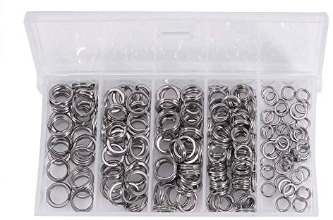 Dwawoo 200 Stücke Sprengring Angeln Set, Fischen Doppelte Split Ringe Angelgerät Set Hohe Festigkeit Schwere Edelstahl Fishing Split Ring Angelköder Anschlüsse