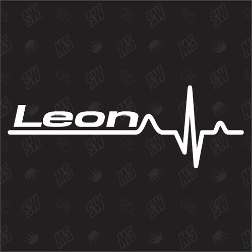 Leon Herzschlag - Sticker kompatibel mit Seat, Weiß, Vinyl, Sticker / Aufkleber, Auto, Outdoor, Herz, Glänzend