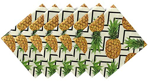 CaTaKu Retro-Cocktail-Servietten, frische Ananas-Servietten, waschbar, wiederverwendbar, für Party, Zuhause, Küche, Dekoration, 50,8 x 50,8 cm Casual 20 x 20 mehrfarbig