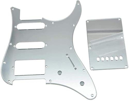 Dopro HSS-Pickguard und Tremolo-Trem-Abdeckung, Rückplatte für Yamaha Pacifica Gitarre, silberfarbener Spiegel