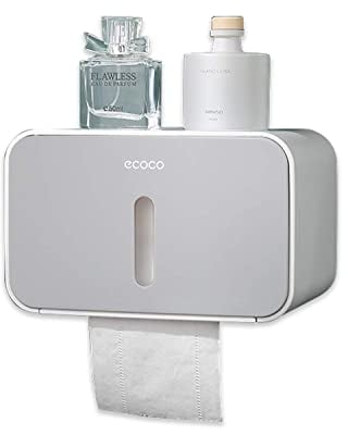 Meiyijia Porte-Papier Toilette Mural,avec Etagère de Rangement,Auto-adhésif sans perçage: Installations De Bain avec étanche et Pare-poussière (Gris)