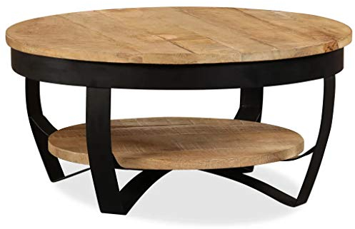 Ausla Couchtisch aus Massivholz, Retro-Stil, Basis aus pulverbeschichtetem Stahl, 65 x 32 cm.