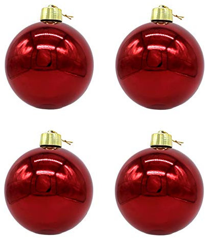 DARO DEKO Weihnachts-Kugel XXL Ø 20cm - 4 Stück rot glänzend