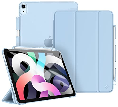 Fintie Hülle für iPad Air 11 Zoll M3 2025/M2 2024, iPad Air 5 2022/4 Generation 2020 10.9 Zoll mit Stifthalter, ultradünne leichte Schutzhülle Case mit transparenter Rückseite, Himmelblau