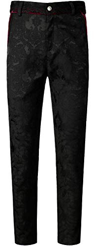 VATPAVE Herren Gothic Hose Cosplay Kostüm Hosen Steampunk Viktorianische Hose Klein LP06 Dunkel Schwarz