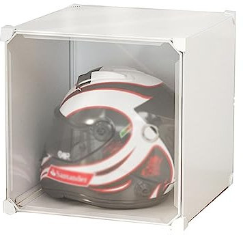 Helmet Display Stand, Motorcycle Helmet Storage Cabinet, Household Dust- proof Rack Motorcycle Electric Bike Helmet Storage For Clothing, Bags, Books (Color : White, Size : 36.5x36.5x36.5cm)