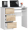 Bureau d'ordinateur avec 3 tiroirs et Un tiroir Coulissant pour Le Clavier. Un Bureau pour Un Ordinateur de Bureau ou Portable, école et Bureau pour Jeunes 90x77x50