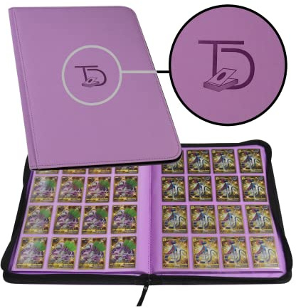 TopDeck 1000 Card Binder - TCG Portfolio - 16 Pocket Card Binder - Ringless Binder Compatible with Pokemon Cards, Yu-Gi-Oh, Magic the Gathering, and More - Side Load Sleeves - Cards Album (Purple)