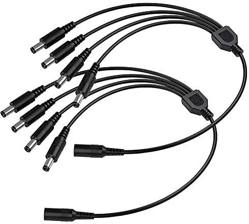 ANLINK Lot de 2 câbles répartiteurs d'alimentation CC 1 femelle vers 4 mâles 5,5 mm x 2,1 mm, sortie d'alimentation CC 1 à 4 voies, câble adaptateur Y pour caméras de vidéosurveillance