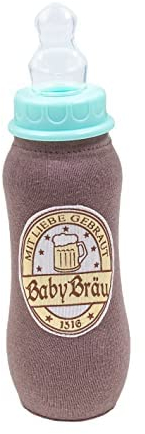 Babybräu Deutsche Babyflasche Trinkflasche Bierflasche Fläschchen Baby Flasche Braun Stoffbezug 15 x 7 cm 240 ml Fassungsvermögen Ringelsuse