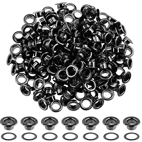 Hilitchi Kit surtido de 400 ojales gruesos con arandelas, 1/5 pulgada - 6 mm, ojales autoportantes para núcleos de cuentas, ropa, cuero, lona
