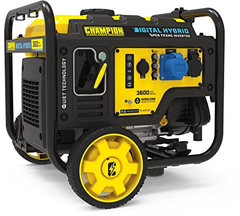 Champion Power Equipment 3600 Watt Petrol Digital Hybrid Inverter – 224cc Engine, 14 hour run time, Ultra-quiet and Light, Clean Power Hybrid Generator, Economy mode to Save Fuel & Surge Protection
