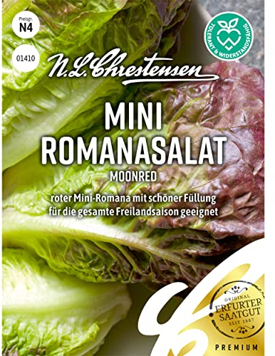 Romanasalat Moonred Saatgut, Pflanzen-Samen zur Aussaat von Salat Mini Romanasalat Moonred