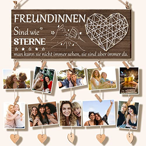 Buioata Geschenke für Frauen, Frauen Geschenke Ideen, Geschenke für Freundin, Hängender Bilderrahmen mit 5 Linien und 10 Holzklammern, Deko Geschenke für Frauen 01, Weihnachtsgeschenke für Frauen
