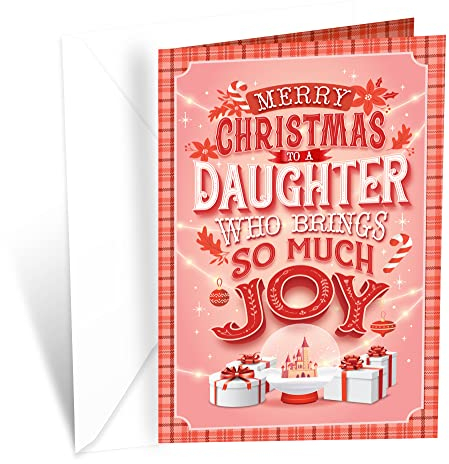 Weihnachtskarte für Tochter, Prime Greetings, hergestellt in Amerika, umweltfreundlich, dicker Karton mit Premium-Umschlag, 12,7 x 19,7 cm, verpackt in schützender Versandtasche
