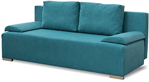 bonni Schlafsofa Ecco Plus, Sofa mit Bettkasten und Schlaffunktionn, Klappsofa, Schlafcouch, Bettsofa, Couch vom Hersteller, Couchgarnitur, Sofagarnitur (türkis)