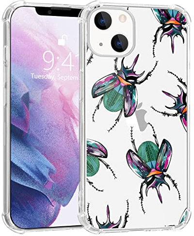 MAYCARI Scary Painting Beatles Case Clear for iPhone SE 2020/7/8, Art Animals Pattern Transparent Shockproof Anti-Scratch Soft TPU Cover with Air Cushion for Men Women Boys Girls
